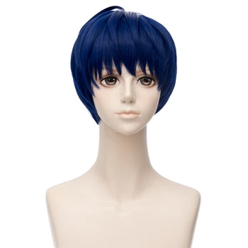 

VICWIG Halloween Party Wig Synthetic Hair Short Dark Blue Anime Cosplay Wig