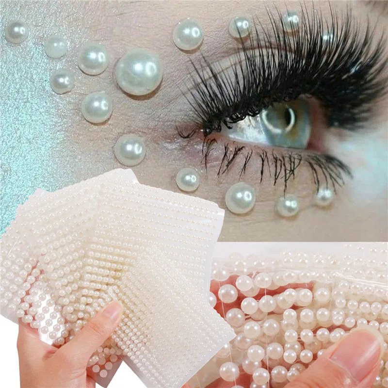 3mm/4mm/5mm/6mm Pearl Eyeshadow Stickers Decal Resin Pearl Face Body