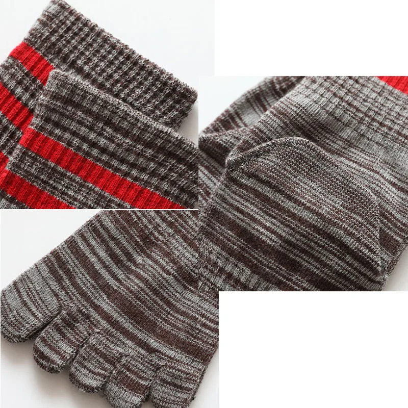 5 Pairs Large Colorful Compression Sport Toe Socks Men's Cotton Striped Long Harajuku 5 Finger Socks with Toes Male Fashions