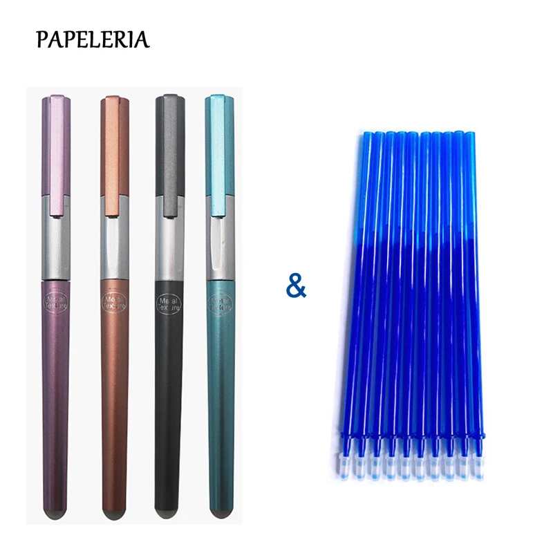 

14Pcs/Set Luxury Style Erasable Pen Handle 0.38mm Blue/Black Ink Refill Gel Pen Rod For School Office Supplies Tool Stationery