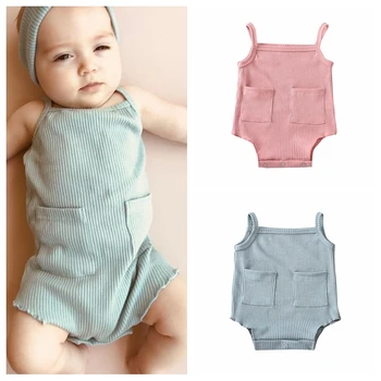 

Newborn Baby Rompers Summer Girl ​Sleeveless ​Pocket Jumpsuit ​Clothes One-piece Romper Outfit 0-18 Months
