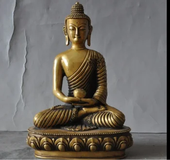 

8" Old Tibet Buddhism Bronze Copper Sakyamuni Shakyamuni Medicine Buddha Statue