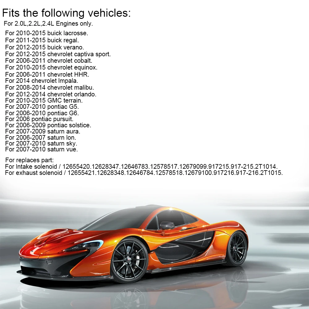 SPEEDWOW клапан VVT переменный контроль синхронизации электромагнитный Серебряный распределительный вал положение привод для Buick Saturn Pontiac12655421 12655420