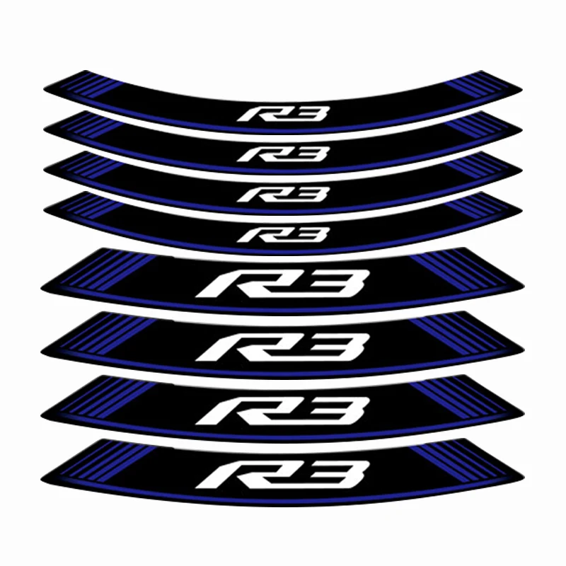 motorcycle sticker stripe model logo wheel stickers tires waterproof decals for YAMAHA R3 r3 a set of 8 pcs