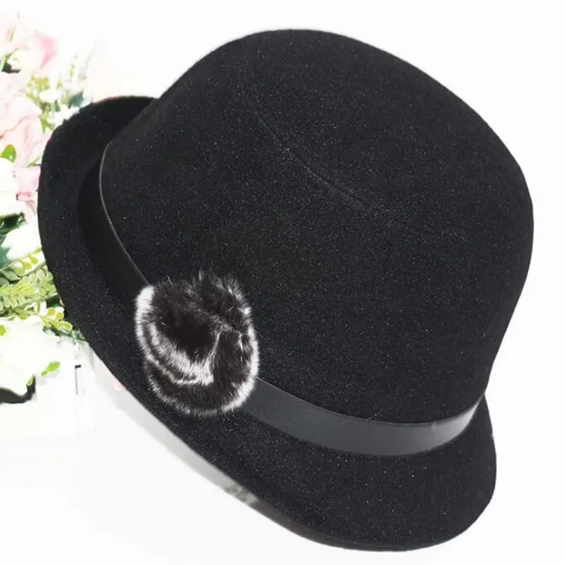 SHALUOTAOTAO женская шляпа осень зима мода Hairball украшения Fedoras тренд Панама дамы кепки для отдыха вечерние Sombrero Chapeu