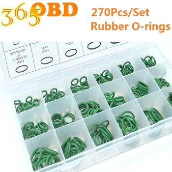 

Set - Green 270Pcs Rubber O-ring Seals O Ring 18 Sizes Washer for Automotive Air Conditioner Tools Hand Tool