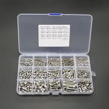 

MeterMall 480pcs M2 M3 M4 Stainless Steel Hex Screws Socket Cap Head Screws and Nuts Combination Sets Repair Tool