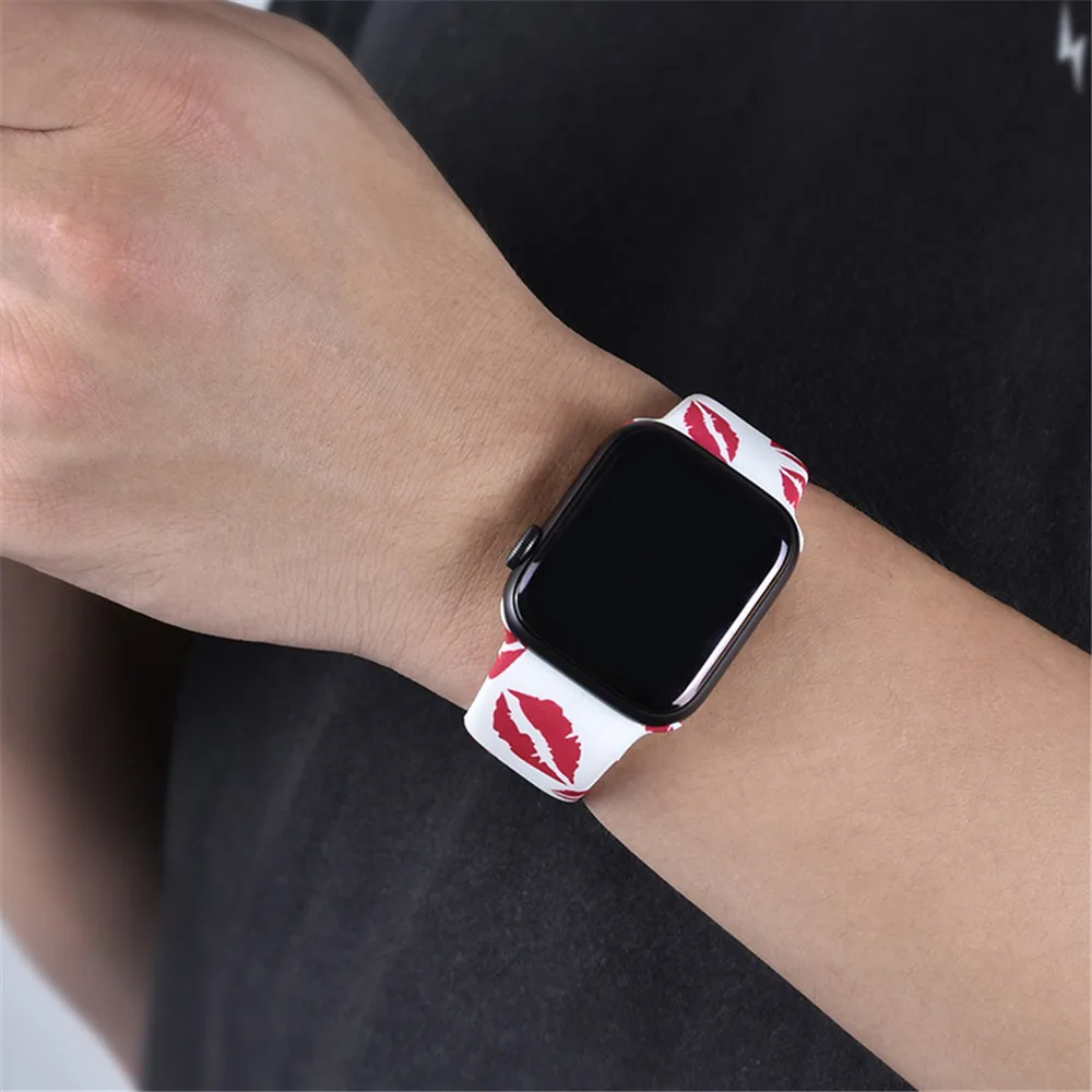 Ремешок для часов Apple watch Series 5 4 3 2 1 40 мм 44 мм цветочный силиконовый браслет с печатным ремешком для i watch Series 5 4 3 2 1 38 мм 42 мм