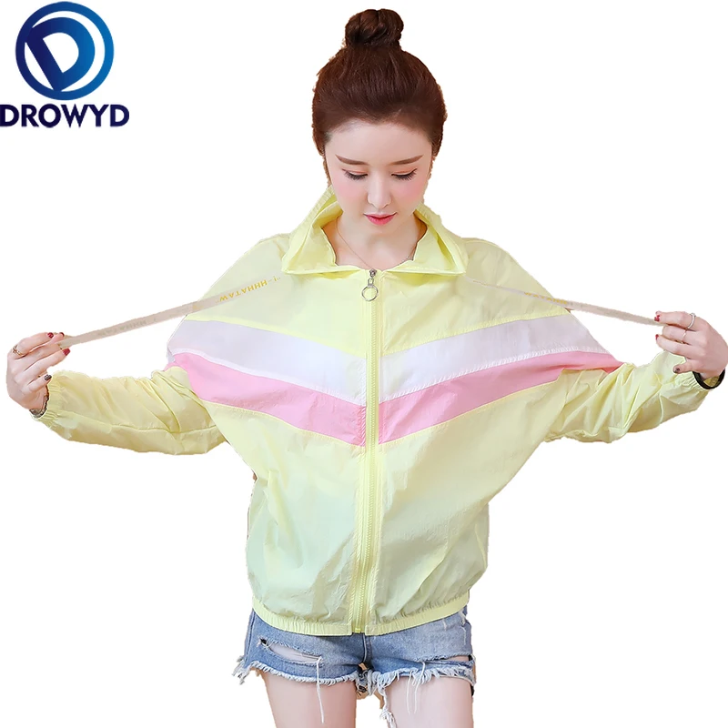 

Summer Fashion Striped Hooded Baseball Jacket 2019 Women's Solid Color Loose Pilot Jacket Street Hip Hop Zipper Cardigan Coat