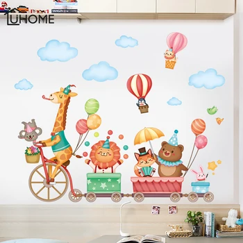 

Cartoon Animal Circus Wall Stickers for Kids Room Kindergarten Classroom Wall Decoration Posters Home Decals Aisle Wall Stickers