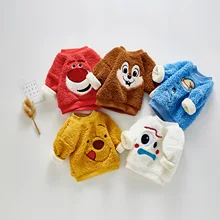 Милая Детская плюшевая футболка с улиткой для путешествий детская блузка утепленная бархатная футболка с героями мультфильмов для маленьких мальчиков и девочек зимние Стильные топы