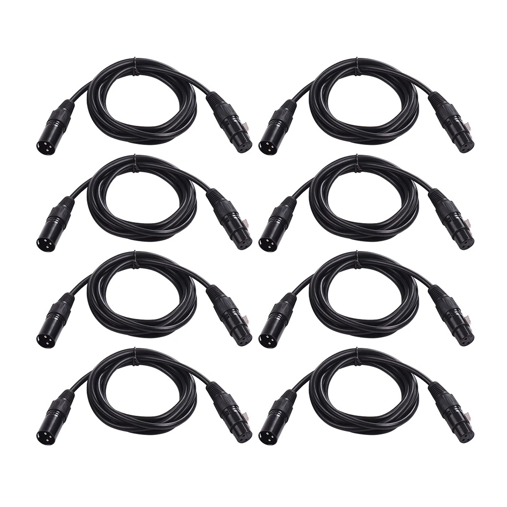 

4/ 8pcs 2 meters DMX Stage Light Cable Wires with 3-Pin Signal XLR Male to Female Connection for Moving Head Light Par Spotlight