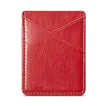 

Solid Phone Card Holder Wallet Adhesive Case Universal Secure Double-deck Back Pocket Leather Stick On Inserting Mini