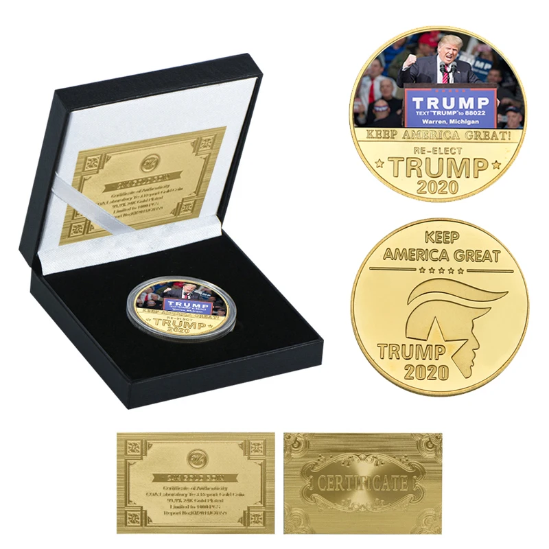 coin3 with box WR Trump, коллекционный набор монет с держателем для монет, Золотая оригинальная монета для сувениров, подарки, Прямая поставка - Цвет: coin3 with box