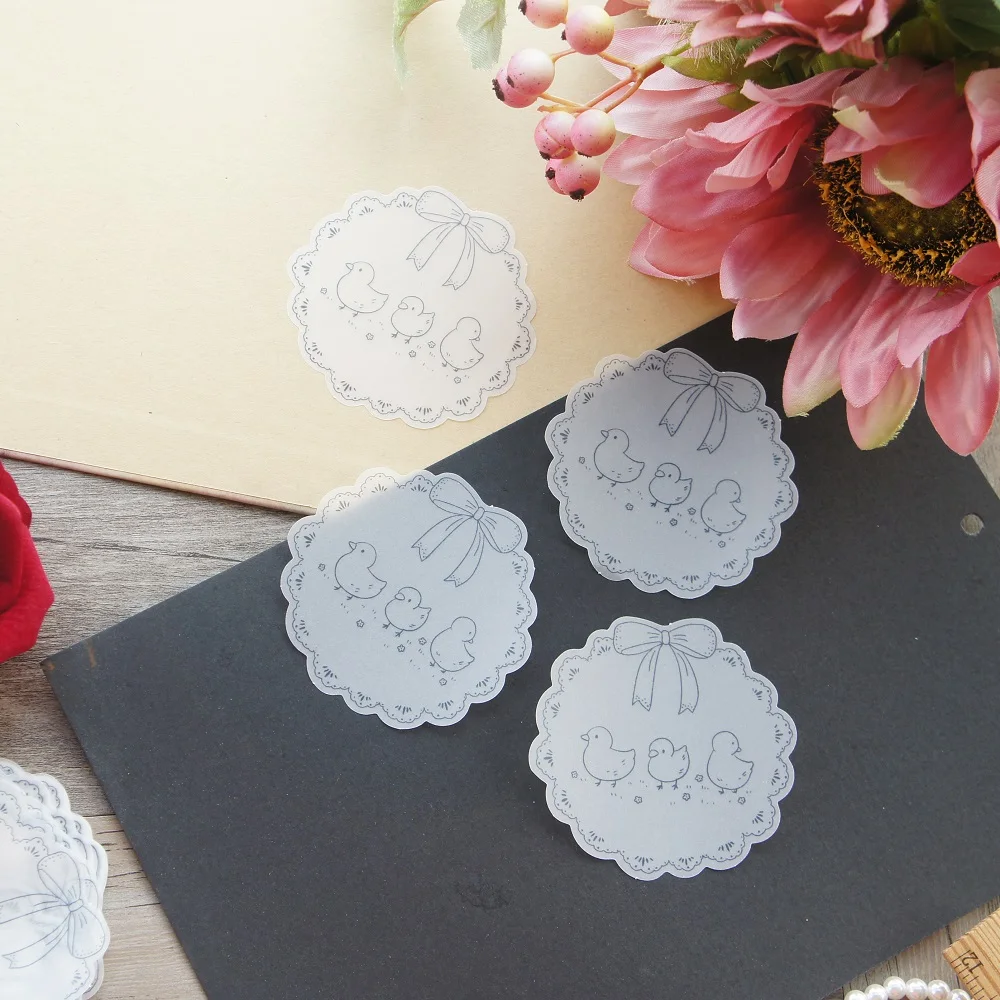 30 шт DIY белый кружевной бант счастливый цыпленок дизайн полупрозрачная бумага как оригинальное творчество бумага фон Скрапбукинг подарок использование