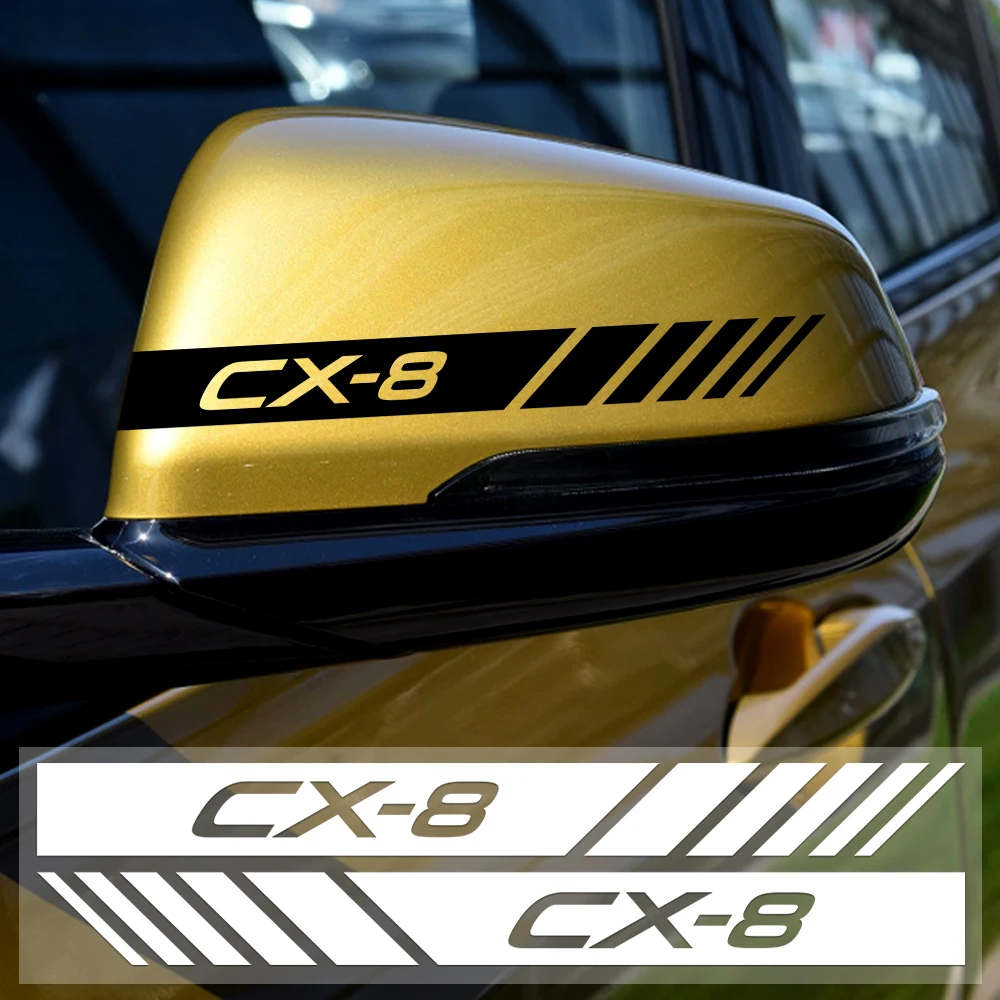 20*2CM Reflective Car Rearview Mirror Stickers 2PCS Creative Decor Decals For Mazda Axela Atenza CX-3 CX-5 CX-8 Demio MPS 3 6 MS