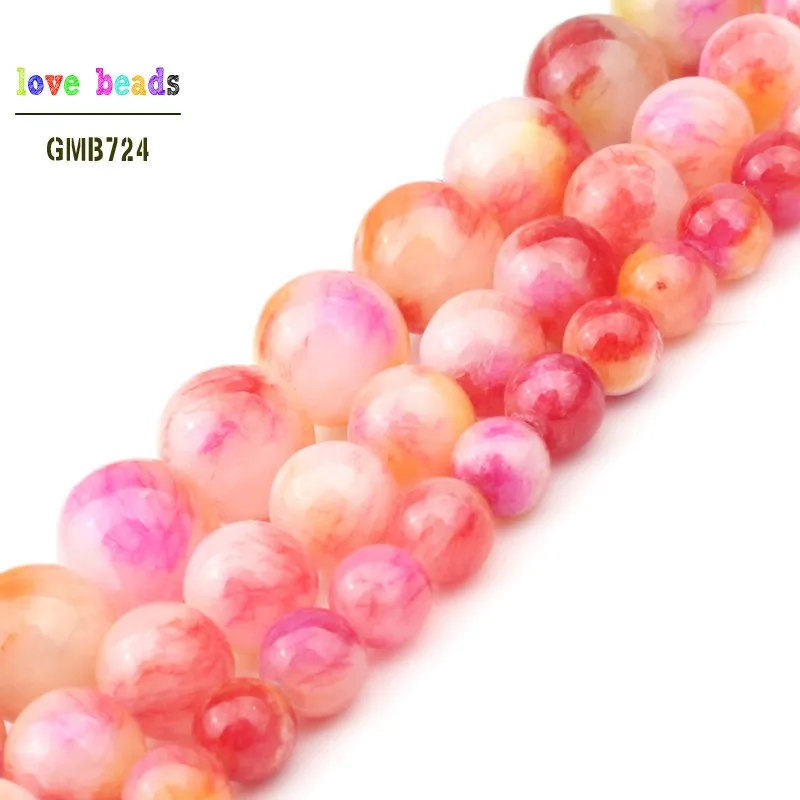 

6/8/10mm Natural Stone Beads Red & Yellow Persian Jades Beads for jewellery Making DIY Handcraft 15'' Strand bracelets for women