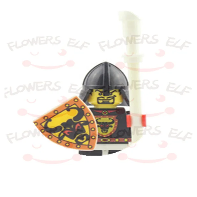 1PCS Blue Lion Red Green Dragon Knight Mini Two-person Villain Middle Age Assembling Building Blocks Children'sToy Medieval Knig 9807H