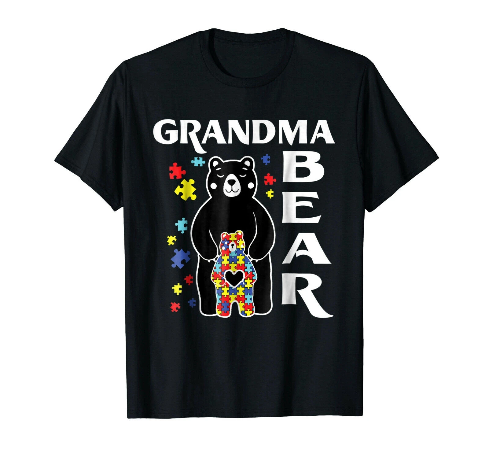 

NEU Grandma Bear and autism baby bear Shirt gift - Black Unisex T-Shirt S-3XL