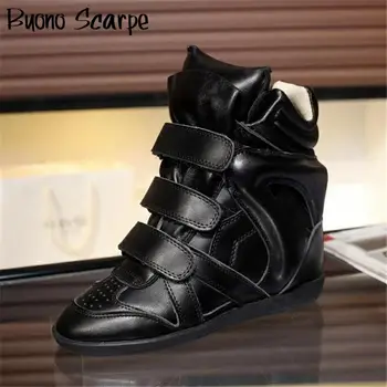 

High-Top Wedge Heel Sneakers Color Matching Women's Shoes Height Increase 8cm Short Boots Autumn Winter Casual Women Boots New