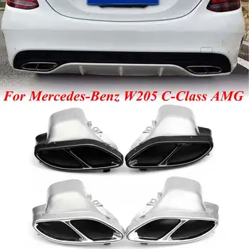 

Pair Rear Exhaust Muffler Pipe For Mercedes For Benz W205 C-class 2015 2016 2017 2018 2019 Black/Chrome