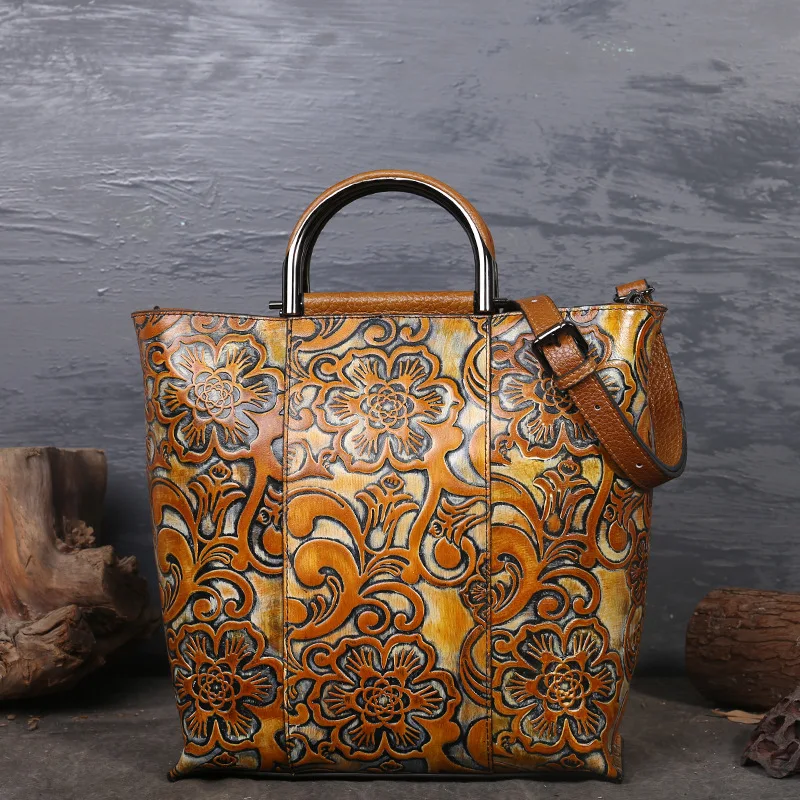 

Retro Origional 2020 Genuine Leather Top Grade WOMEN'S Bag Rub Color Full-grain Leather Crossover Shoulder hand Bag Large Bag