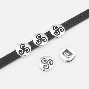 

20Pcs Antique Sliver Celtics Triquetra Knot Triskelion Triple Spiral Slider Spacer For 13mm Flat Leather Cord Bracelet Making