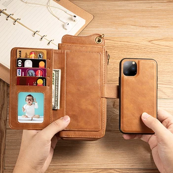 

Retro Mutli Card Holders Wallet Case For 11 11 Pro Max Detachable Magnetic Phone Pouch Bag For iPhone Xs Max XR X 8 7 6 6S Plus