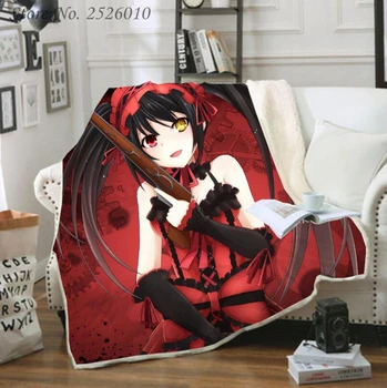 

Throw blanket Anime DATE A LIVE 3D Velvet Plush Blanket Bedspread For Kids Girls Sherpa Blanket Couch Quilt Cover Travel 10
