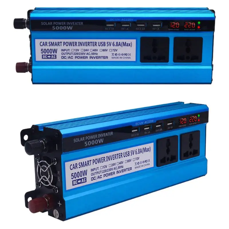Солнечный инвертор постоянного тока в 12/24V к переменному току 220V 500/3000/4000/5000W 4 Порты usb 2/3 розетки