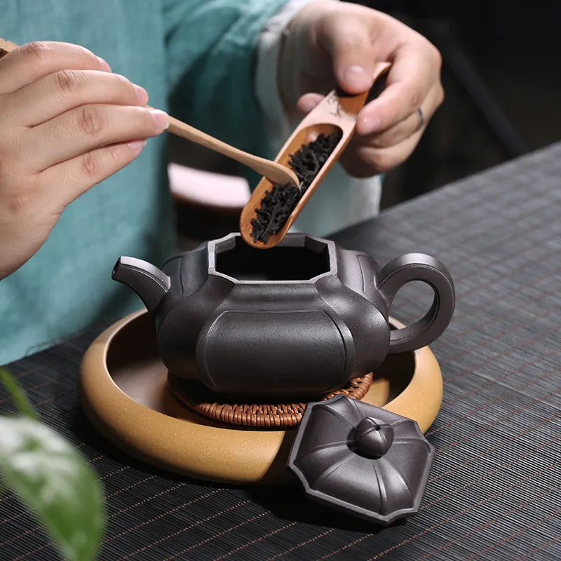 Yixing Clay Teapot Raw Ore Galaxy Black Square Pumping Angle Using American Cao Zhigang Entirely Handmade Gift Collection Custom