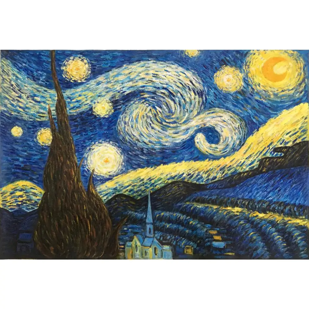 Акция Настенная картина дешевая маслом ручная роспись Звездная ночь Винсента