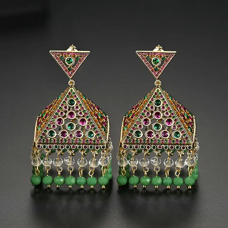 Индийские Jhumka Jhumki цыганские украшения бохо циркониевая винтажная Этническая