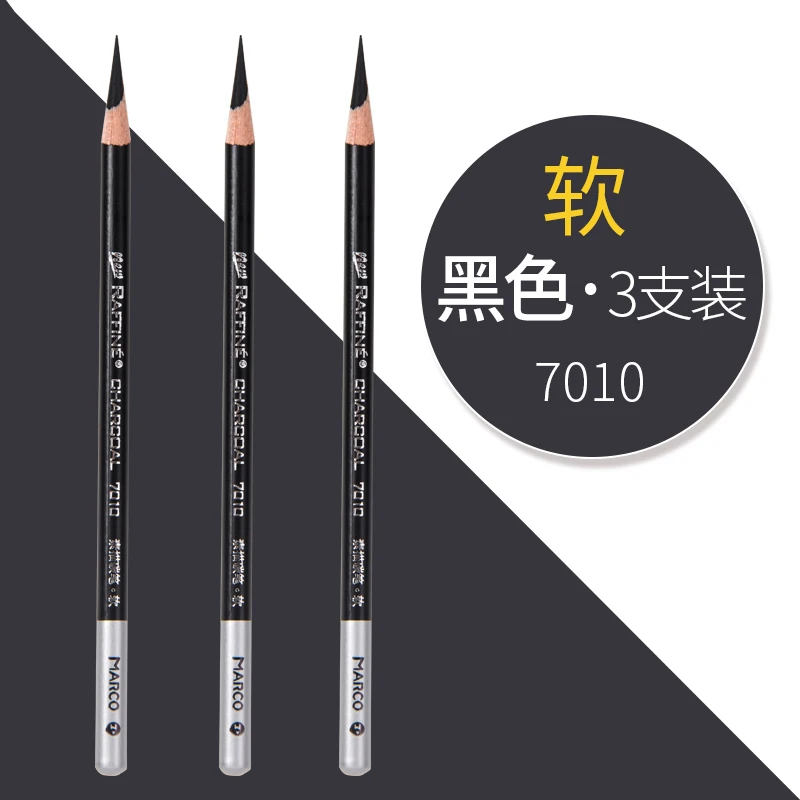 3 pcs 7010 Soft Marco Профессиональный деревянный карандаш для рисования скетчей мягкий Угольные карандаши ручка для студента эскизов товары для рукоделия - Цвет: 3 pcs 7010 Soft