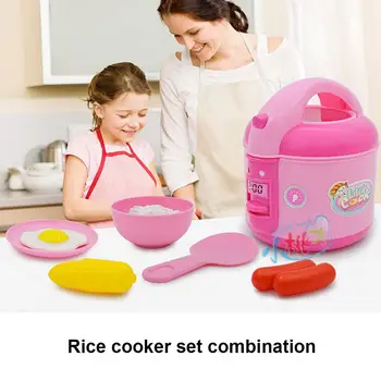 

Mini Play House Toy Plastic Simulation Music Kitchen Electric Smart Rice Cooker For Children Pretend Play Toys Set For Boy Girl
