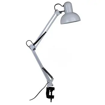 

Swing Arm Bedside Lamp E27 LED White Table Light Clamp Lighting Bedroom Adjustable Desk Lamp Office Study Classic Switch Lights