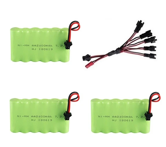 SM Plug) Ni-MH 7,2 v 2400mah батарея+ 7,2 v зарядное устройство для Rc игрушечного автомобиля танка поезд Робот Лодка пистолет 5* AA 7,2 v перезаряжаемый аккумулятор - Цвет: Тёмно-синий