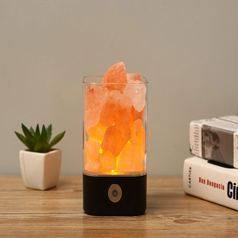 USB Himalayas Salt Crystal Rock Lamp Good For Health Small Mineral Negative Ionic Stone Lava Salt Night Light For Bedroom Light 8