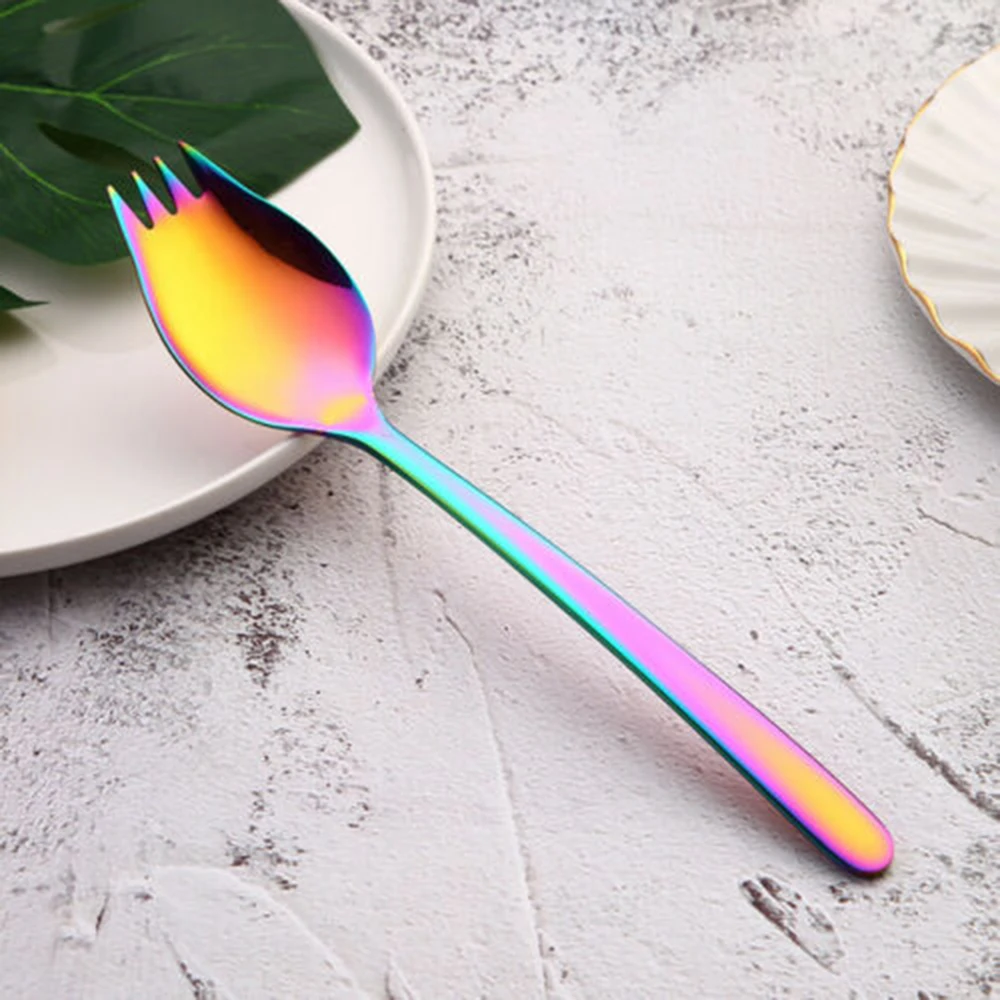 

2-in-1 Stainless Steel Spork Spoon Camping Fork Cutlery Tool For Outdoor School
