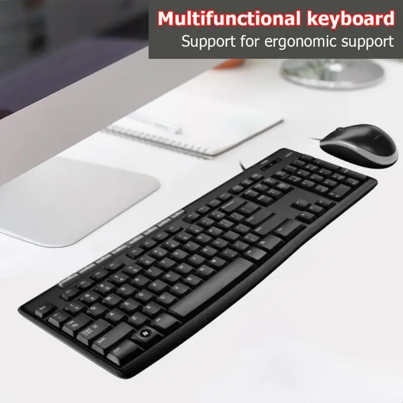 Logitech MK200 USB Проводная клавиатура 1200 Точек на дюйм оптический Водонепроницаемый двухсторонняя Ролик Многофункциональный Мышь на высокоточном оборудовании для компьютера