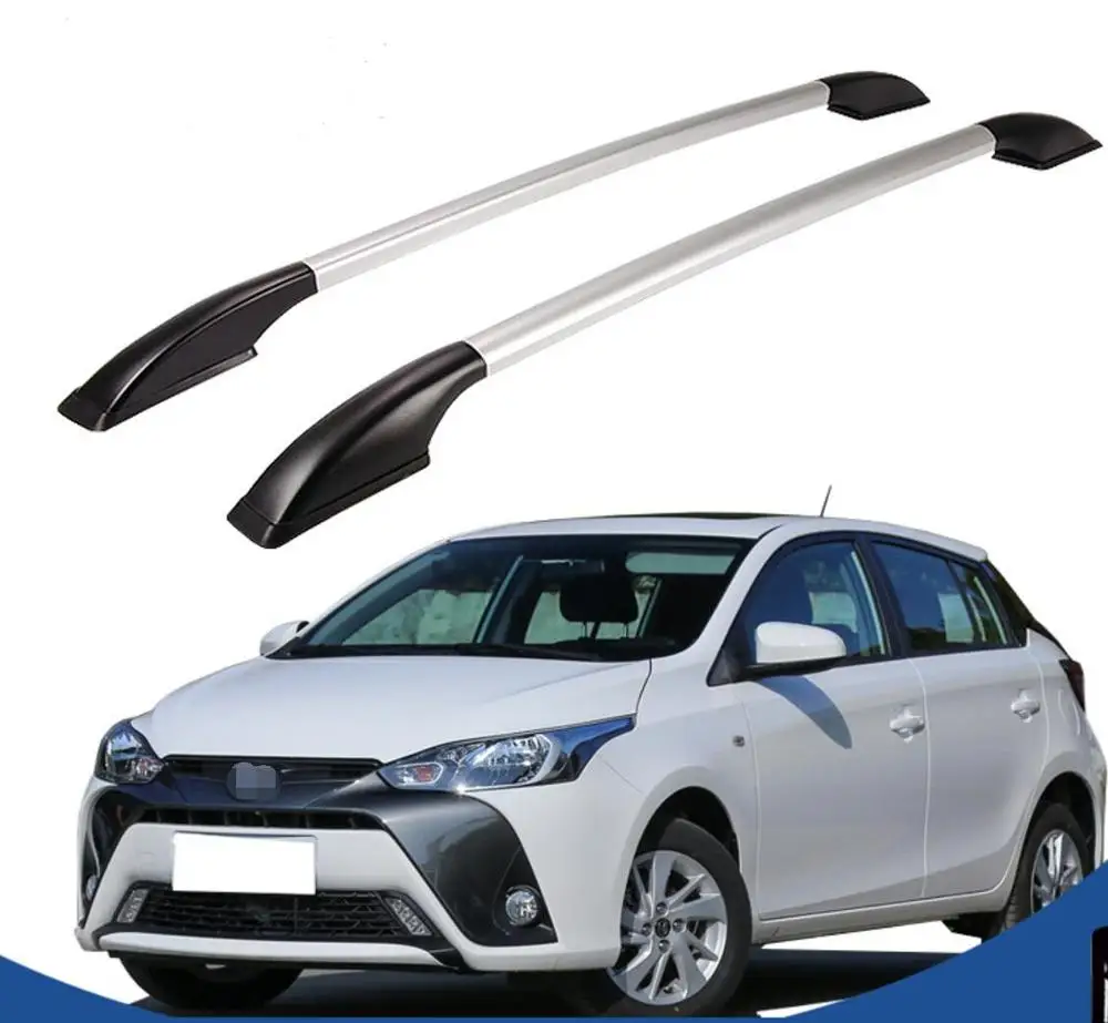 Для Toyota Yaris алюминиевый сплав серебра Топ Багажник на крыше автомобиля Боковые стержни декоративное лощеное покрывало высокого качества