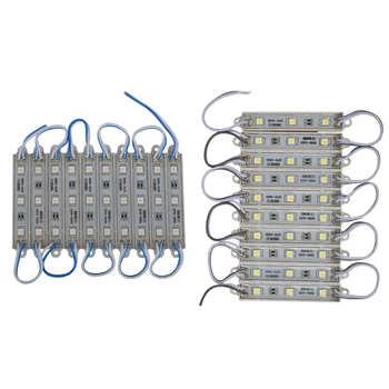 

2 Row 10Pcs 5050 SMD 3 LED Module LED Strip String Light Waterproof DC 12V, Cool White & Blue