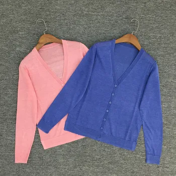 

Back Hot Drills Letters Knitted Cardigan Women 2020 New V-neck lady Long Sleeve Thin Sweater top Female knitwear with Buttons