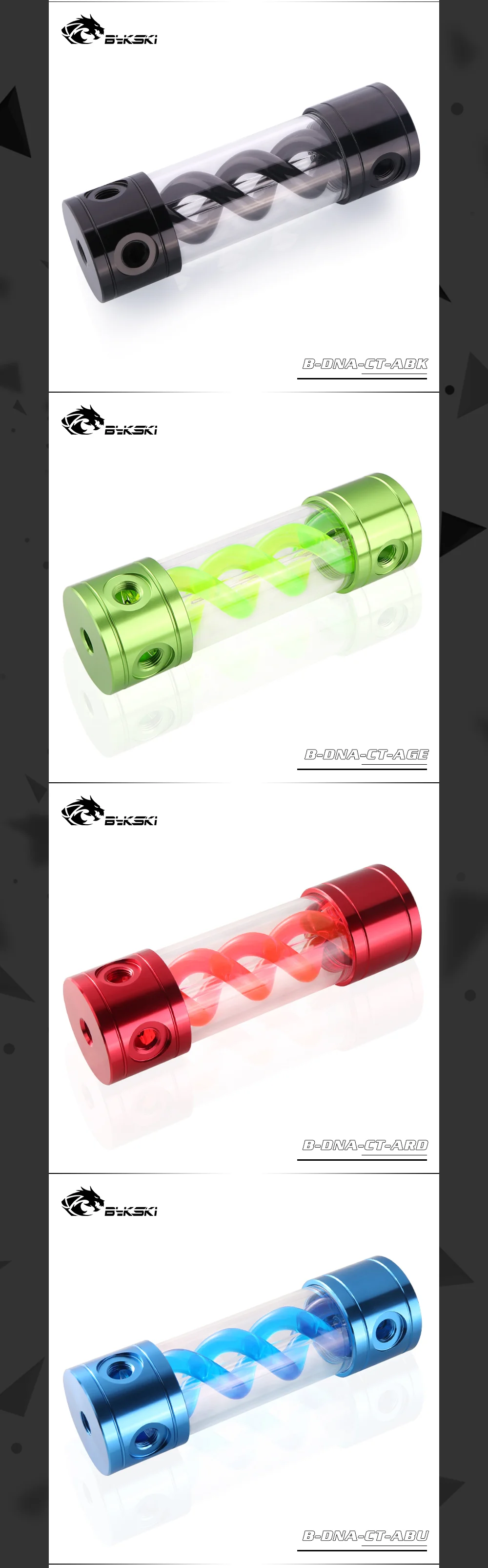 Bykski B-DNA-CT-AL, 50mm T Virus Cylindrical Reservoirs, 190/260mm Colors Aluminum Alloy Cover , Water Cooling Tanks