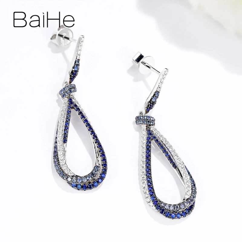BAIHE Solid 14 K, белое золото+ черное золото 0,64ct, настоящие натуральные кольца, Помолвочные модные ювелирные изделия подарок серьги-гвоздики