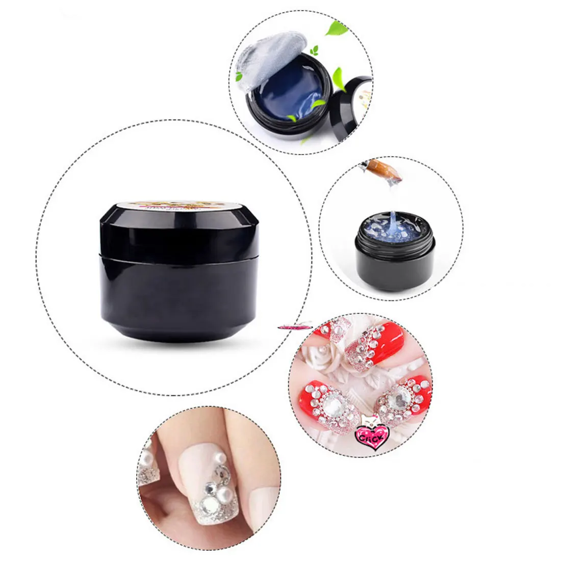 

Nail Art Rhinestone Gel Glue Super Sticky Adhesive UV Gel Nail Polish Glue for DIY Nail Art Crystal Gems Jewelry Decoration