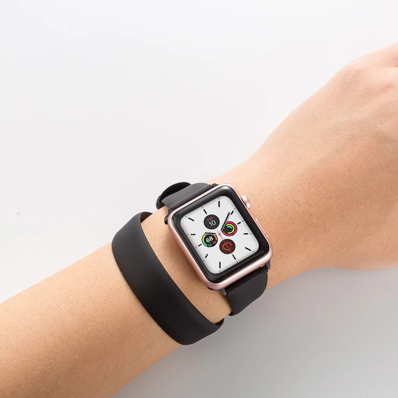 Силиконовый ремешок для часов Apple Watch двойной 5 4 44 40 мм спортивный браслет correa iWatch 3