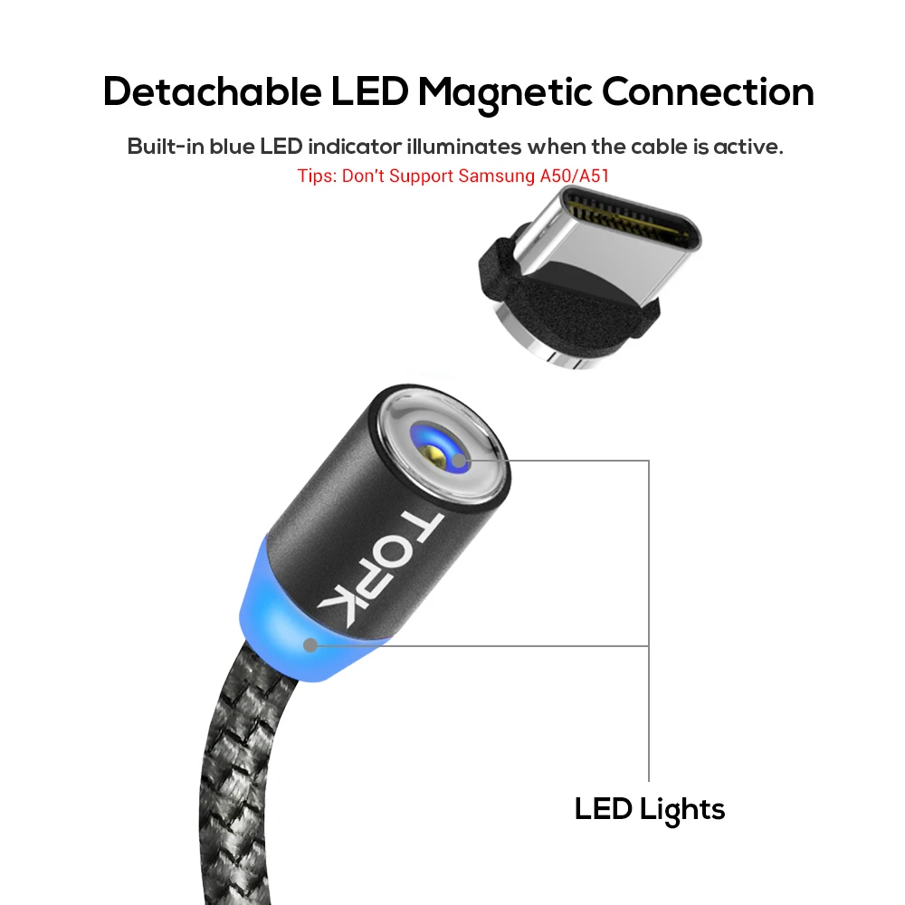 1M LED Magnetic USB Cable For iPhone Xs Max 8 7 6 & USB Type C Cable & Micro For Samsung Xiaomi LG C usb c cable type c cable type c charging cable usb type c cable charging cable usb cable iphone charging cable usb c charging cable charger cable usb c charger cord