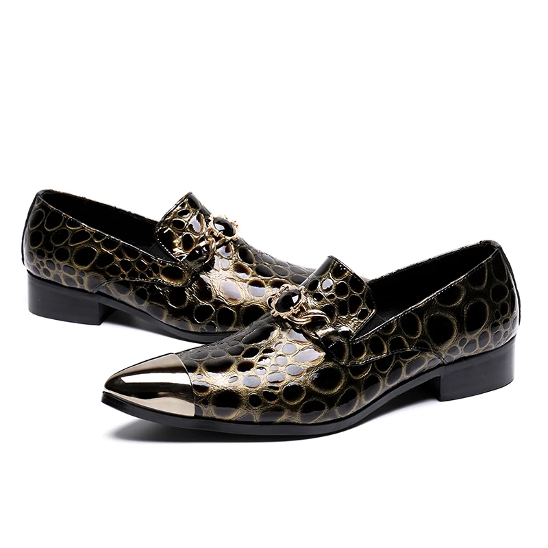 Christia Bella Glossy Genuine Leather Men Flat Shoes Plus Size