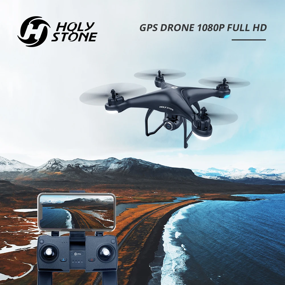 Holy Stone HS120D Дрон gps 1080p Профессиональный FPV Wi-Fi RC дроны селфи следуем за мной Квадрокоптер gps ГЛОНАСС Квадрокоптер 300 м